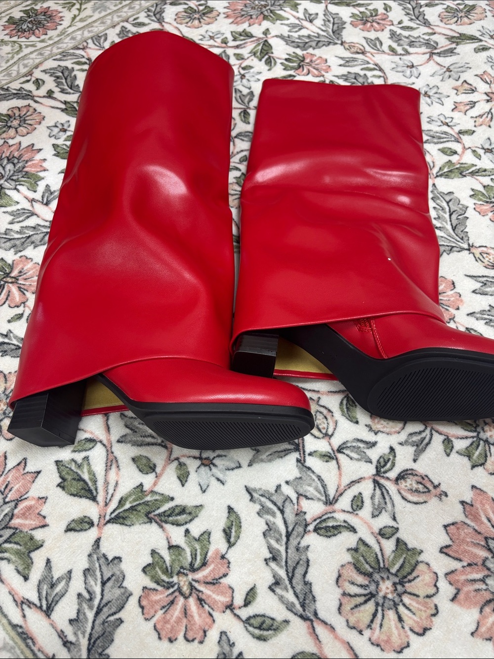 Red Knee-High Leather Boots – Women's Fashion Boot - Picture 4 of 7